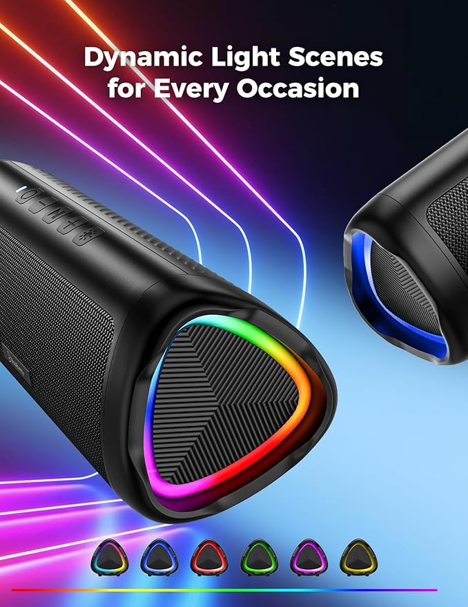 Bluetooth Speaker with HD Sound, Portable Wireless, IPX5 Waterproof, Up to 20H Playtime, TWS Pairing, BT5.3, for Home/Party/Outdoor/Beach, Electronic Gadgets, Birthday Gift (Black)