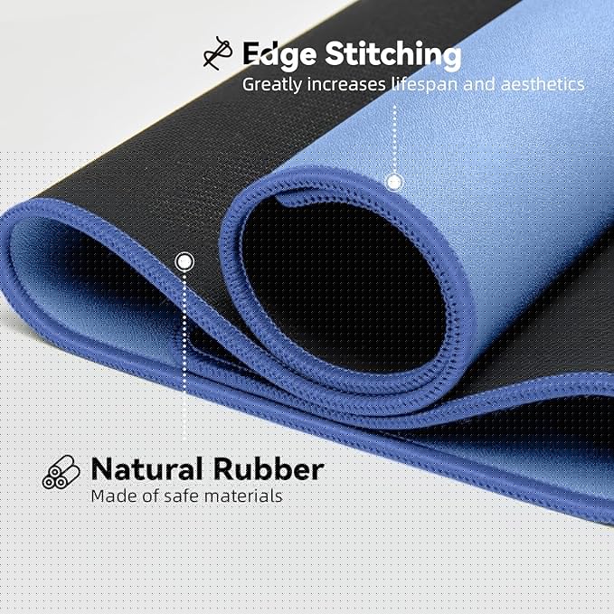 Waterproof Large Gaming Mouse Pad with Durable Stitched Edges, Non-Slip Rubber Base, Grainy Jacquard Mouse Mat Desk Pad for Home Office Gaming, 35.4''x15.7''x0.12'', Matte Blue