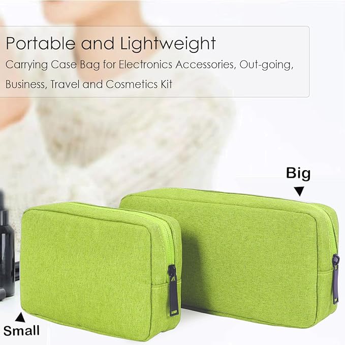 Electronics Organizer Case, Cable Organizer Bag Waterproof Electronic Accessories Case Travel Electronic Carrying Bag for Cable, Cord, Charger, Phone, Power Bank, Earphone (Big-Green)