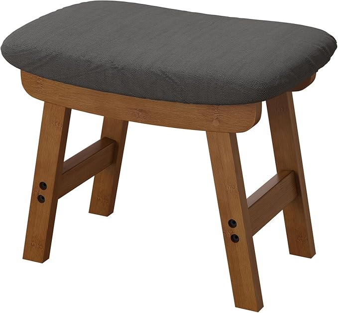 viewcare Gray Foot Stools Ottoman, Small Soft Footrest Ottoman with Wood Legs, Wood Foot Stool for Living Room, Bedroom, and Kitchen