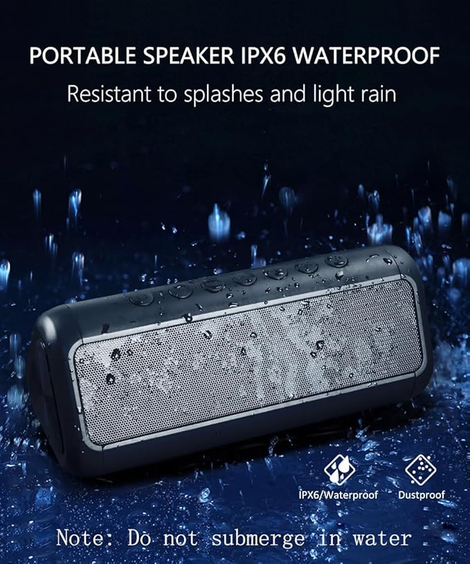 Solar Bluetooth Speaker HD Sound with 5000mAh Power Bank Function, Wireless 50H Playtime,BT5.3,TWS Pairing,IPX6 Waterproof,for Home/Outdoor/Run/Hiking/Travel/Riding/Beach/Camping/Office/Room