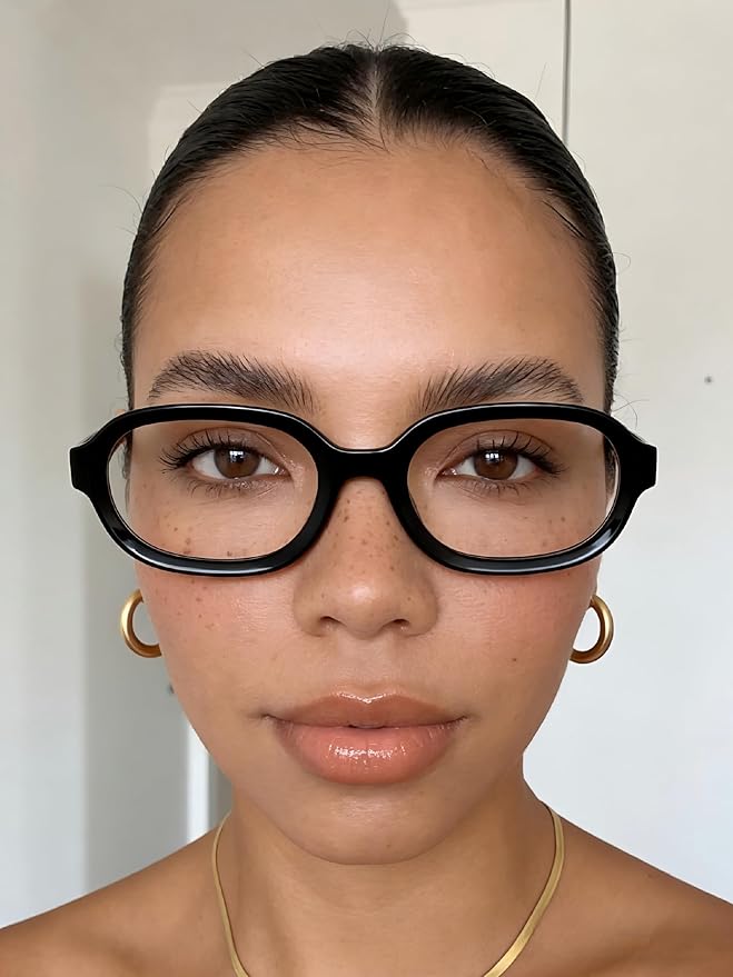 Dollger Blue Light Glasses for Women Oversized Oval Fashion Computer Glasses Retro Chunky Frame Clear Lens