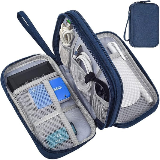Dealcase Universal Electronics Accessories Case, Waterproof Portable Cable Organizer Bag, Multifunctional Travel Digital Accessories Storage Bag, Navy Blue