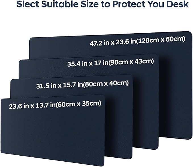 Leather Desk Pad Protector, Office Desk Mat, Large Mouse Pad, Non-Slip PU Leather Desk Blotter, Waterproof Computer Desk Writing Pad for Office and Home (Dark Blue, 36" x 17")