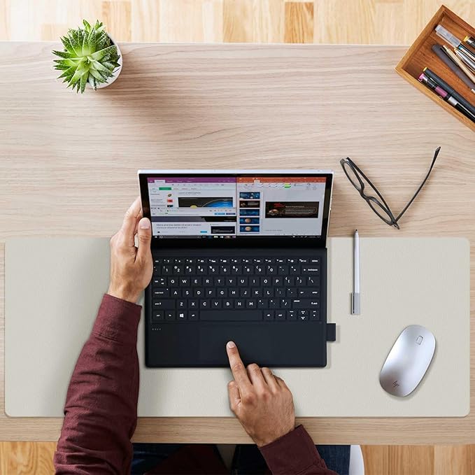 Aothia Double-Sided PU Leather Desk Pad - Non-Slip Large Mouse Pad & Desk Mat for Office, Home - Waterproof, Easy to Clean, Durable Dual-Sided Surface (Wall Gray, 23.6" x 13.7")