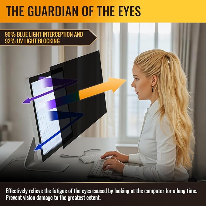 23.8 Inch Privacy Screen for Monitor with 16:9 Widescreen Monitor Blue Light Screen Protector - Anti-Glare - Anti-Scratch Protector Film for Data Confidentiality Privacy Shield [2 Pack]