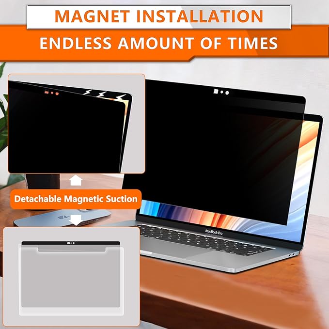 ZOEGAA Privacy Screen Macbook Air 13 Inch(2018-2021, M1)/Macbook Pro 13 In(2016-2022, M1, M2),Magnetic Removable Anti Blue Light Filter Privacy Screen Protector With Camera Cover for Mac 13In Laptop