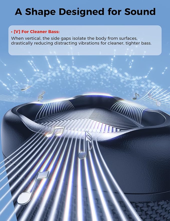 Bluetooth Speaker with HD Sound, Portable Wireless, IPX5 Waterproof, Up to 20H Playtime, TWS Pairing, BT5.3, for Home/Party/Outdoor/Beach, Electronic Gadgets, Birthday Gift (Navy)
