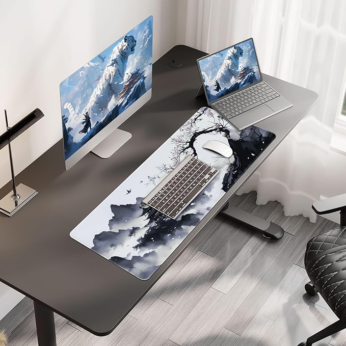Large Mouse Pad, Japanese Desk Mat with Stitched Edges, XL Anime Gaming Mouse Pad, Non-Slip Long Mousepad for Desk Office Home, 31.5”x11.8”