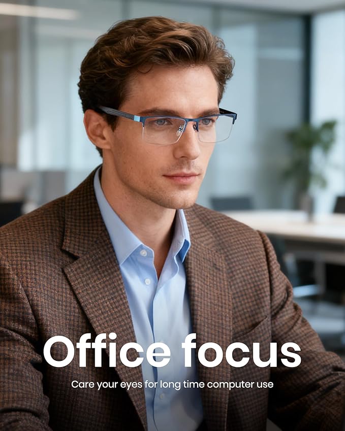 Cyxus Blue Light Blocking Glasses for Men Woman Semi Rim Computer Gaming Office Study Eyeglasses with UV Protection 8001