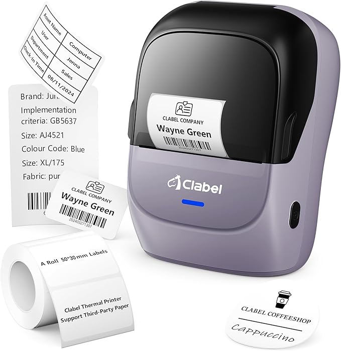 CLABEL Label Maker Machine with Tape: 221B Inkless Label Printer Handheld Barcode Printer Compatible with Phone & PC for Retail School Office Clothing