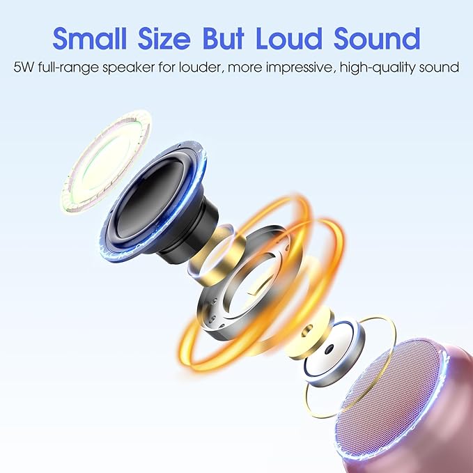 LFS Portable Bluetooth Speaker,Small Bluetooth Speake,Ultra Long Play 15 Hours,TWS Pairing,Suitable for Home,Pool,Beach,Boating, Hiking, Camping for Waterproof Outdoor Mini Speaker-Pink