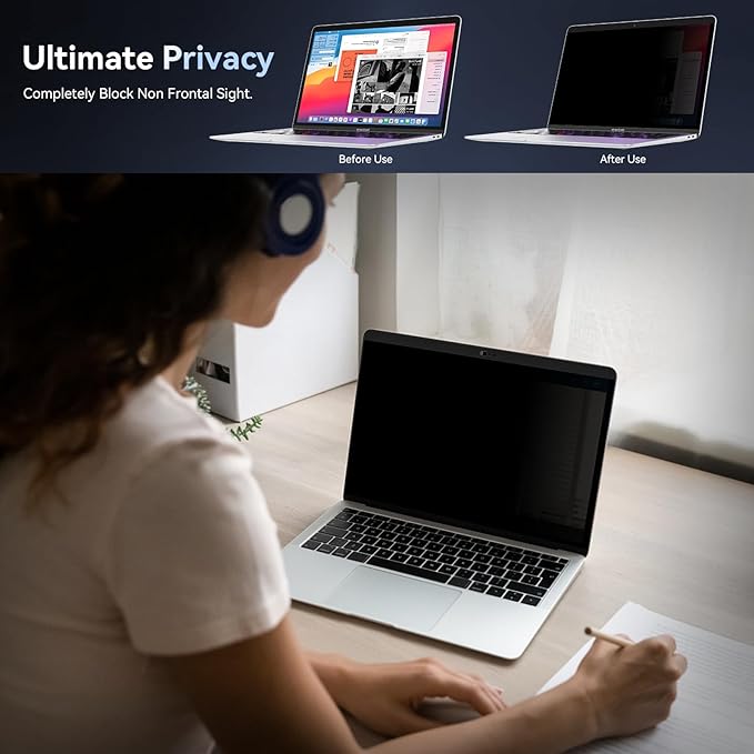 Magnetic Privacy Screen Protector Compatible with MacBook Pro 13 Inch(2016-2022, M1, M2)/MacBook Air 13 in (2018-2021, M1), Removable Anti Spy Blue Light Glare Shield Laptop Privacy Filter
