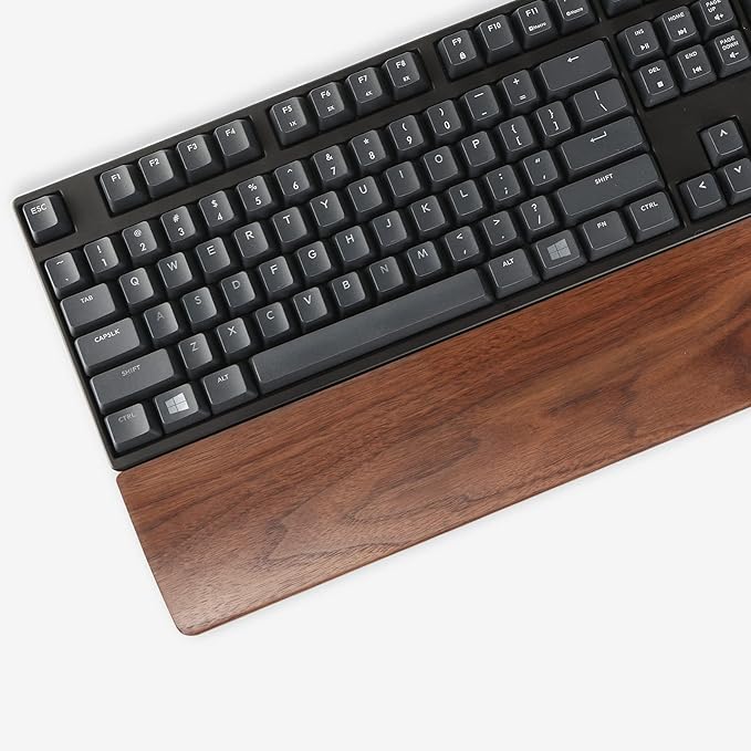 Faluber Wooden Wrist Rest, 12-inch Length and 20mm Thickness for Compact Keyboard, Walnut Wood Palm Rest, Ergonomic Design for Mechanical Gaming Keyboard, Stain Resistant (Small, Walnut Wood)