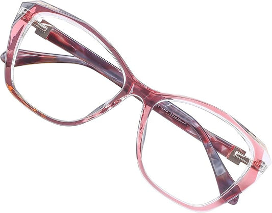 DOERAYM Blue Light Glasses for Woman with Square Decoration,Reading Glasses for office & computer games