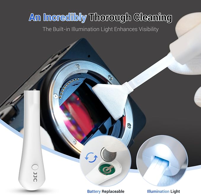 Upgraded Camera Sensor Cleanning Kit with Bright Built in Light Cleaner Handle & 10PCS 24MM Full Frame Sensor Cleaning Swabs & Sensor Cleaning Solution for Full-Frame Sensor CCD and CMOS Sensors Clean - Image 2