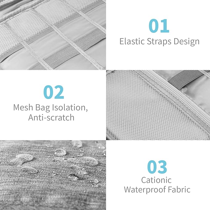 Electronics Organizer Travel Case,Electronic Accessories Storage Bag,Portable Waterproof Cable Organizer Bag,with 5 Cable Ties，for Travel,Work-Black