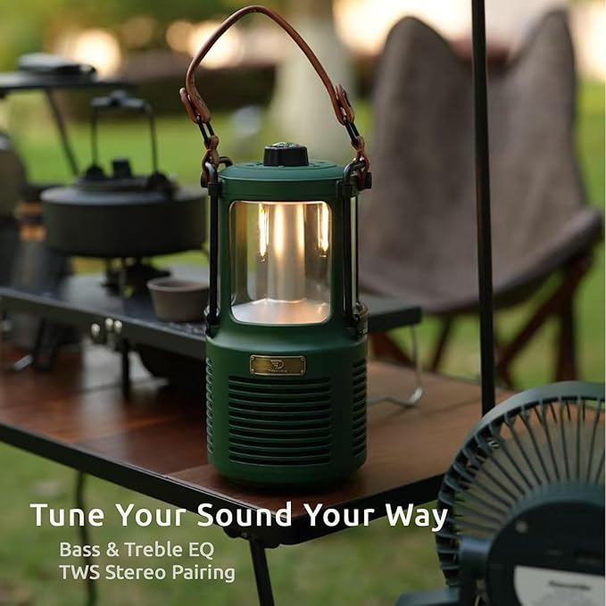 Dreamwave Conqueror Lantern Speaker, 30W RMS / 60W Max Portable Outdoor Camping Bluetooth Speaker with Light, 29H Playtime, IP66 Waterproof Dustproof, Bass & Treble EQ, TWS Stereo, Arctic White
