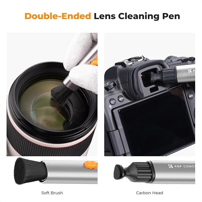 K&F Concept Multifunctional Lens Pen with Aluminum Alloy Pen Body, Carbon Head Camera Lens Brush for Canon, Nikon, Pentax, Sony Digital Camera Cleaning,AR VR Glasses Cleaning - Image 3