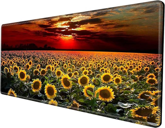 XXXL Mouse Pad Gaming 48x24 Extra Large Mousepad Huge Full Desk Mat Oversized Desk Pad Sunflower Sunset Marble Mouse Mat Giant Computer Mat for Protector Desktop