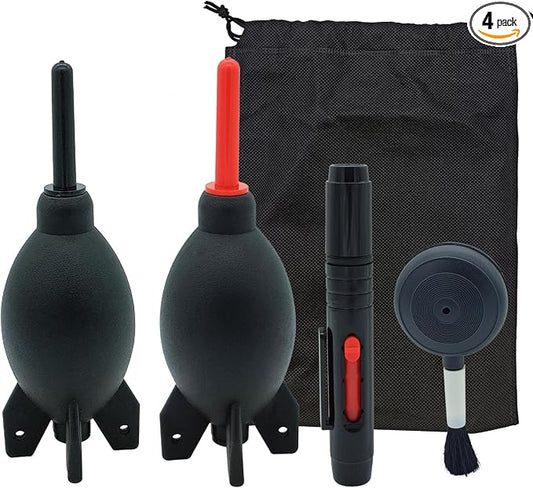 Lens Cleaning Kit Contains 2 Pcs Rubber Rocket Air Blower Duster, Lens Cleaning Pen, Blower Brush Dust Cleaner and Carrying Pouch, for Lens, Camera, SLR, Telescope, Magnifying Glass, Phone by LJZP