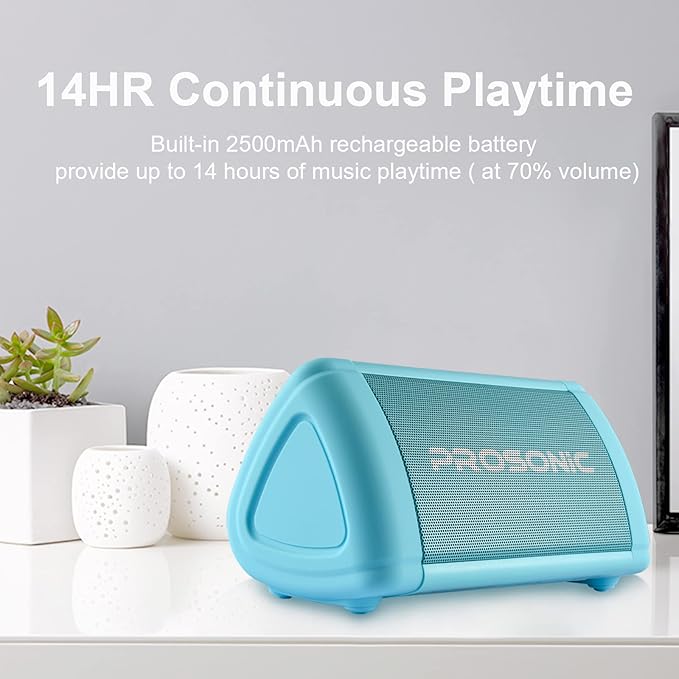 Prosonic BT3 Portable Wireless Bluetooth Speaker with 10W Stereo Sound & Bass Boost -Rich Sound & Intense Bass -Bluetooth 5.0 -Microphone -IPX5 -in & Outdoor Speaker (Blue)