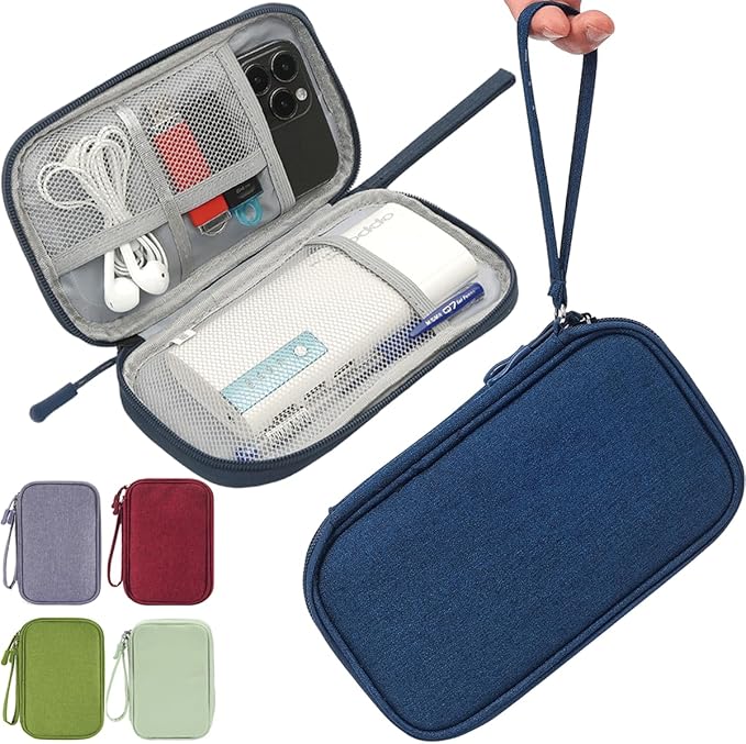Electronic Organizer Travel Cable Accessories Case, Organizer Bag, Accessories Pouch for Cable, USB, Cord, Charger, Phone, Power Bank, Earphone (Navy Blue)