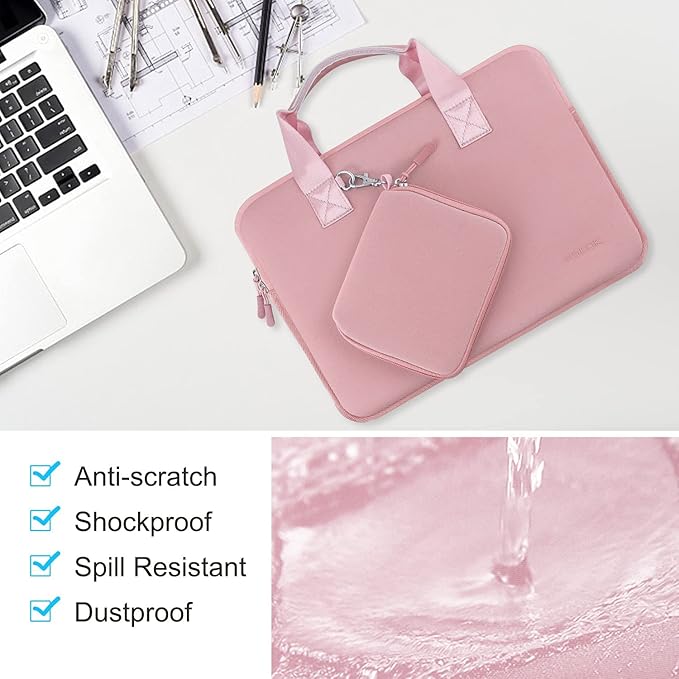 Hseok Laptop Sleeve 13.3-14 inch Case with Small Pouch, Neoprene Computer Bag Compatible with MacBook Neo/Pro 14 M5/M4/M3/M2/M1, Mac Air/Pro 13.3, XPS 14 and Most 13-14 inch Notebooks,P02K01