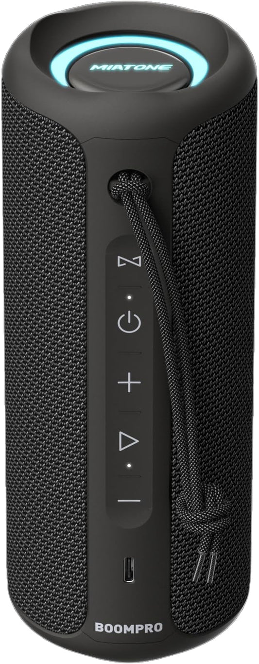 MIATONE Bluetooth Speakers 36W TWS Portable Speaker with Stereo Sound Bass, Bluetooth 5.3 Wireless USB Type C Outdoor, 5000mAh 24H Playtime IPX7 for Present, Boy Friend Gifts for him (Black)