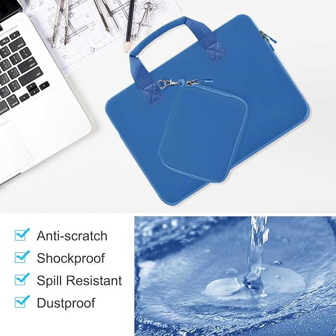 11.6 12.9 13 inch Elastic Laptop Sleeve with Small Case Compatible with 13 inch MacBook Neo Air Pro M5/M4/M3/M2/M1, iPad 13 12.9, XPS 13 and Most 11.6 12.9 13 inch Notebooks Tablets,Jewerl Blue
