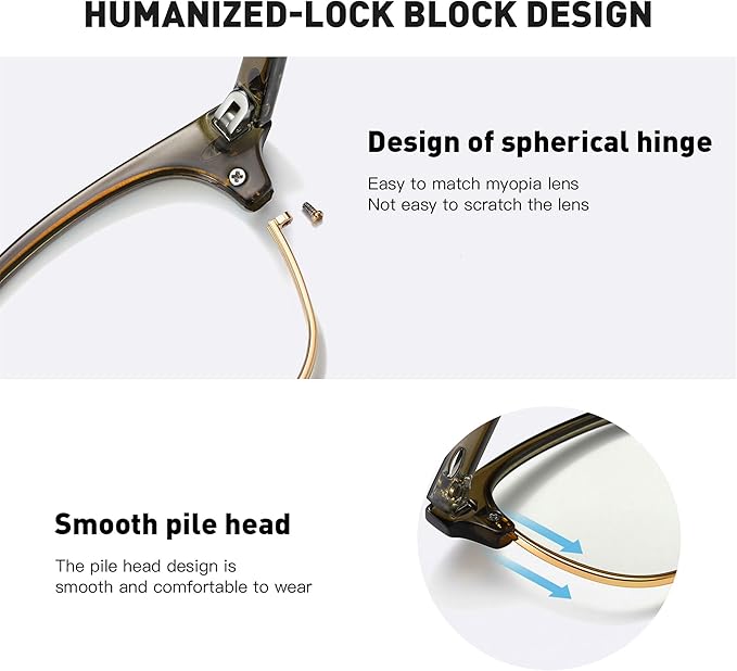 Blue Light Blocking Glasses Vintage Half Frame UV Clear Lens Anti Eyestrain Computer Gaming Glasses for Men Women
