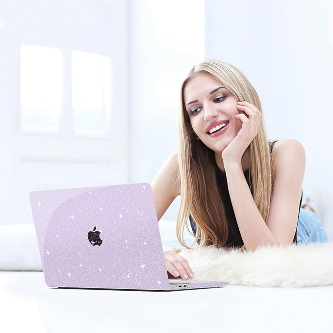 B BELK Compatible with MacBook Air 13 inch Case M5 2026 2025-2022 M4 M3 M2 A3449 A3240 A3113 A2681, Plastic Hard Shell+Keyboard Cover+Screen Protector for MacBook Air 13.6 inch Case, Sparkly Purple