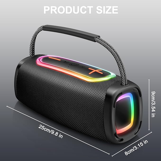 Bluetooth Speaker 6000mAh, 36H Playtime BT5.4 Portable Wireless Speaker with 24W Loud Stereo Sound, IP6 Waterproof, Portable Speaker with RGB Multi-Color Rhythm Lights for Outdoor/Home/Party as Gift