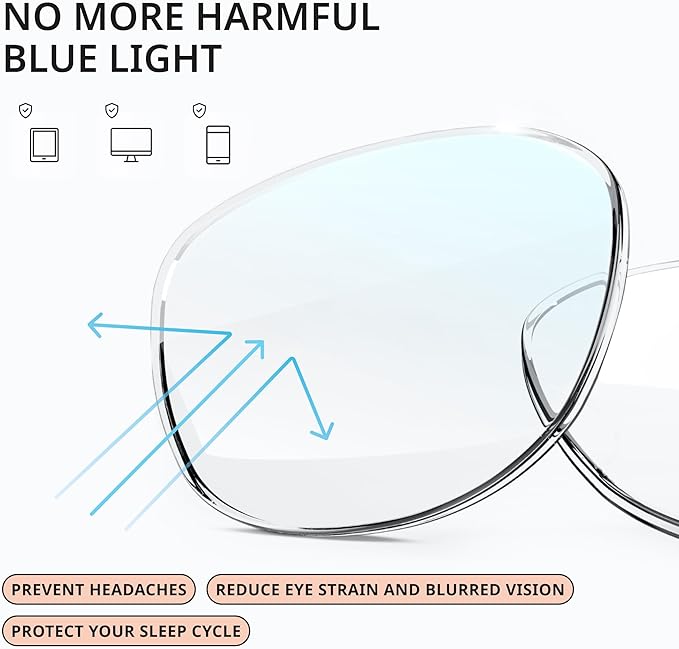 livho Retro Aviator Blue Light Blocking Glasses for Women Men with Soft Case, Trendy Rectangle Computer Eyeglasses