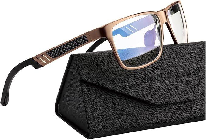 ANYLUV Blue Light Blocking Glasses Men Computer Gaming Glasses Lightweight Al-Mg Metal Anti Eyestrain Eye Protection