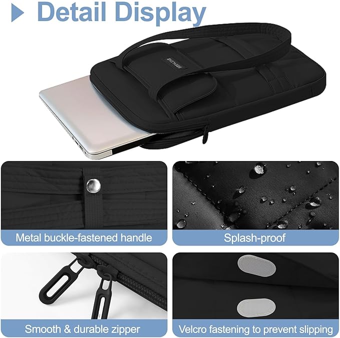Laptop Bag 13-14 Inch, 360° Protective Puffy Laptop Sleeve, Laptop Case Compatible with MacBook Air 13.6 M5 M4 M3 M2 M1/Neo/Pro 13/14,HP Dell ASUS Lenovo, Black | 14.37"x10.24"x1.38"