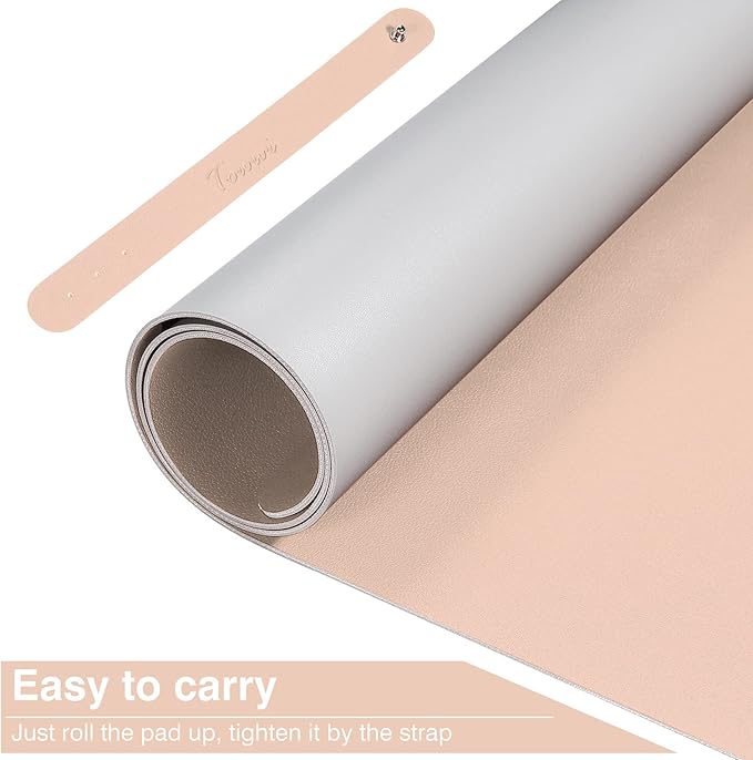 TOWWI Dual Sided Desk Pad, Large Desk Mat, Waterproof Desk Blotter Protector Mouse Pad, Leather Desk Pad Large for Keyboard and Mouse (36" x 17", Pink/Silver)