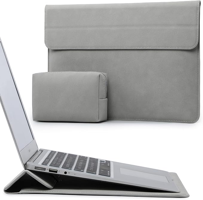 HYZUO 13 Inch Laptop Case Sleeve with Stand for 2026-2018 MacBook Air 13 M5 M4 M3 M2 M1, 2026 13" MacBook Neo, 2026-2016 MacBook Pro 13 M2 M1, iPad Pro/Air 13, Surface Pro 12-3, XPS 13, Light Gray