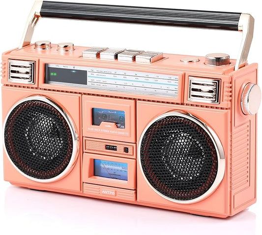 ANTPO Retro Vintage Radio Bluetooth Speakers Vintage Decor Small Wireless Speakers Stereo Radio Portable FM with Rich Bass Speakers Support TF Card for Home/Outdoor/Gift