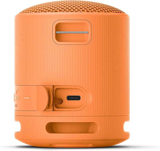 Sony SRS-XB100 Wireless Bluetooth Portable Lightweight Super-Compact Travel Speaker, Durable IP67 Waterproof & Dustproof Shower Speaker, 16 Hour Battery, Versatile Strap, & Hands-free Calling, Orange