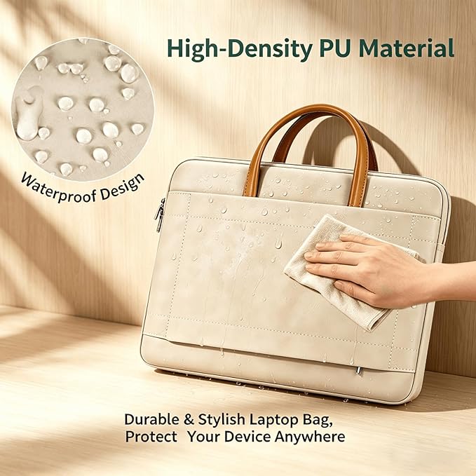 15" Laptop Case Sleeve with Handle, PU Waterproof Laptop Bag, Shockproof Computer Bag Compatible with 15" HP Dell Acer