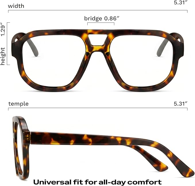livho Retro Aviator Blue Light Blocking Glasses for Women Men with Soft Case, Trendy Rectangle Computer Eyeglasses