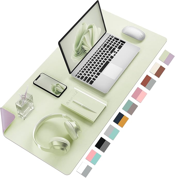 Aothia Double-Sided PU Leather Desk Pad - Non-Slip Large Mouse Pad & Desk Mat for Office, Home - Waterproof, Easy to Clean, Durable Dual-Sided Surface (31.5" x 15.7", Matcha Green)