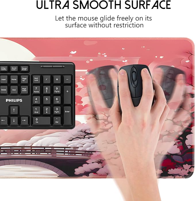 Japanese Large Gaming Mouse Pad 31.5 x 11.8 in Computer Mouse Pad Anime Gaming Mousepad, Expanded Architecture Cute Desk Pad with Nop-Slip Suitable for Home Office