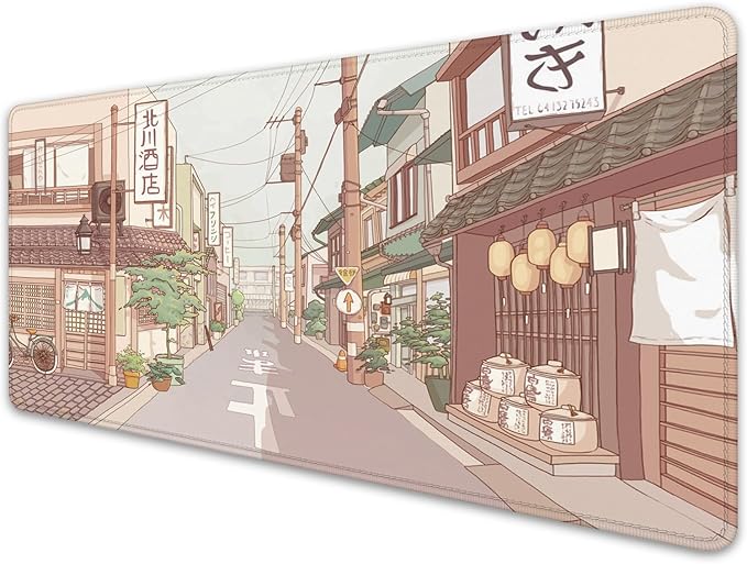 Anime Tokyo Street Japanese Desktop Mouse Pad Large,Cartoon Desk Pad,Cute Mouse Pad for Desk,Desk Mat for Desktop,Keyboard and Mouse Pad,Gaming Mouse Pad Mousepad for Office Home Work(27.5X11.8 in)