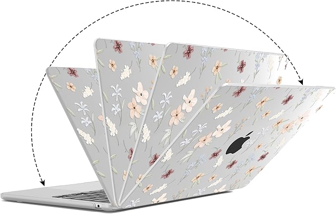 G JGOO Compatible with MacBook Air 13 inch Case 2026 2025-2022 M5 A3449 M4 A3240 M3 A3113 M2 A2681, Clear Plastic Hard Shell for MacBook Air 13.6 inch Case + Keyboard Cover +Screen Protector, Florets