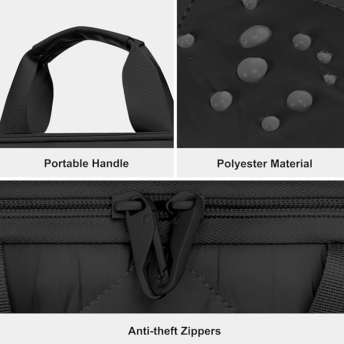 MOSISO 360 Protective Laptop Shoulder Bag, 15-15.6 inch Double Layer Fluffy Padded Laptop Bag with Anti-theft Zipper Compatible with MacBook Pro 16 inch, HP, Dell, Lenovo, Asus Notebook, Black