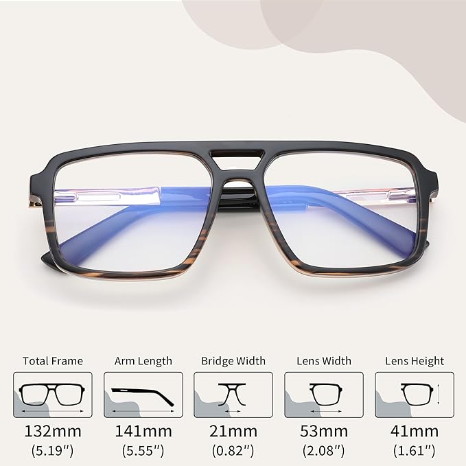 FEISEDY Retro Aviator Blue Light Glasses for Men Women Square Frame Computer Reading/TV/Phones Glasses B0209