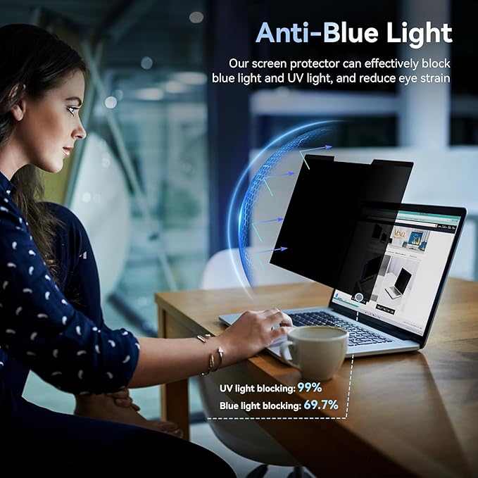 Mamol Magnetic Laptop Privacy Screen 16 inch,16:10 Aspect Removable Anti Glare Protector Blue Light Privacy Screen Filter,Filter Shield Compatible with HP/Dell/Acer/Asus/Samsung/Lenovo/Thinkpad Envy