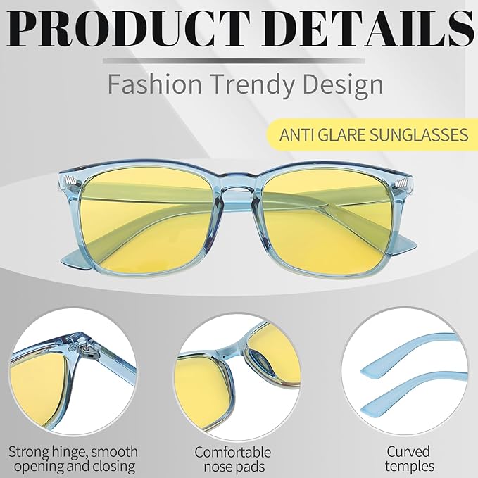 Polarized Sunglasses for Women Men, Night Driving Glasses Anti Glare Yellow Lens UV 400 for Day Night Use